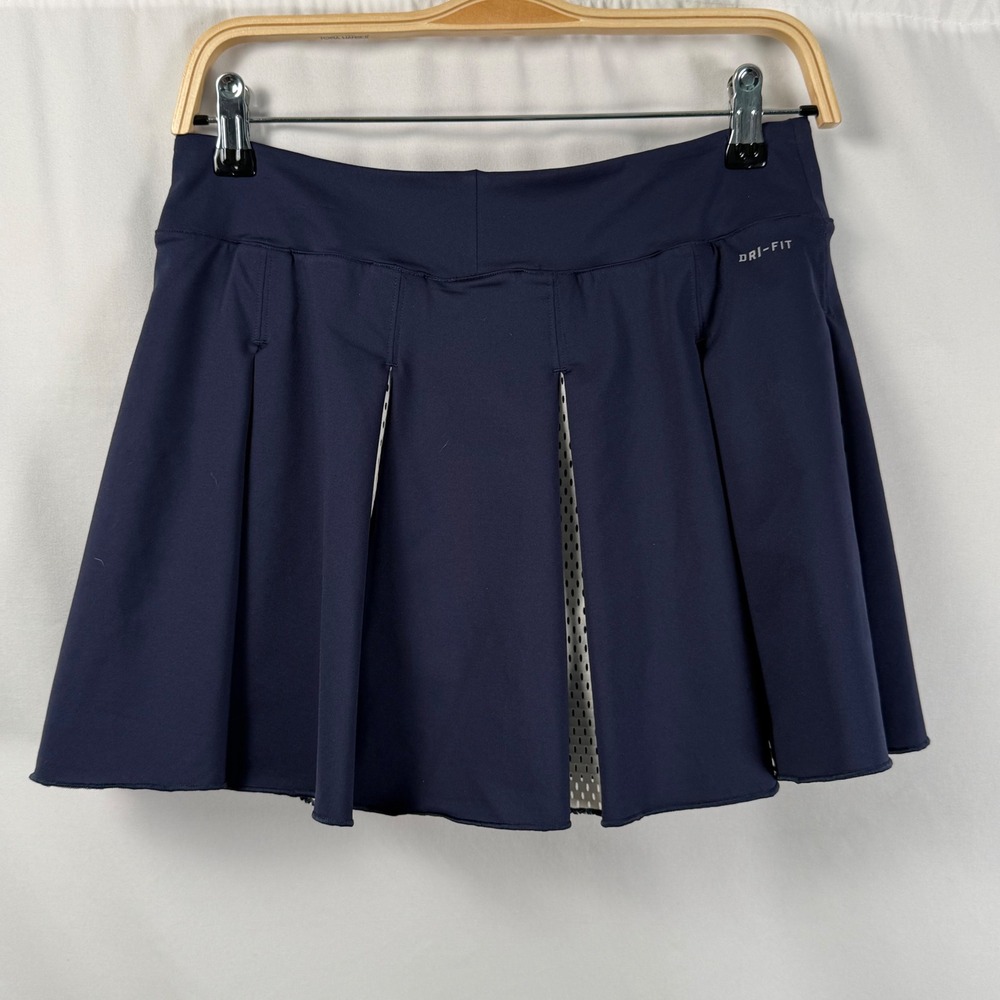Nike Dri-Fit Court Victory Pleated Tennis Skirt Skort Womens M Long Navy White - Picture 2 of 6